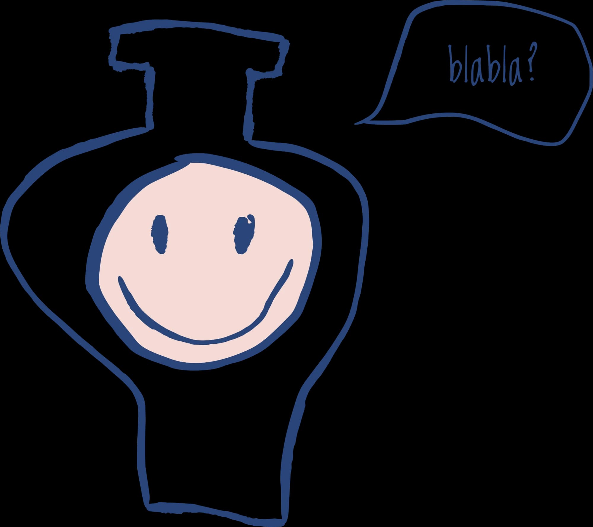 Illustration of a smiling ceramic vase with a speech bubble